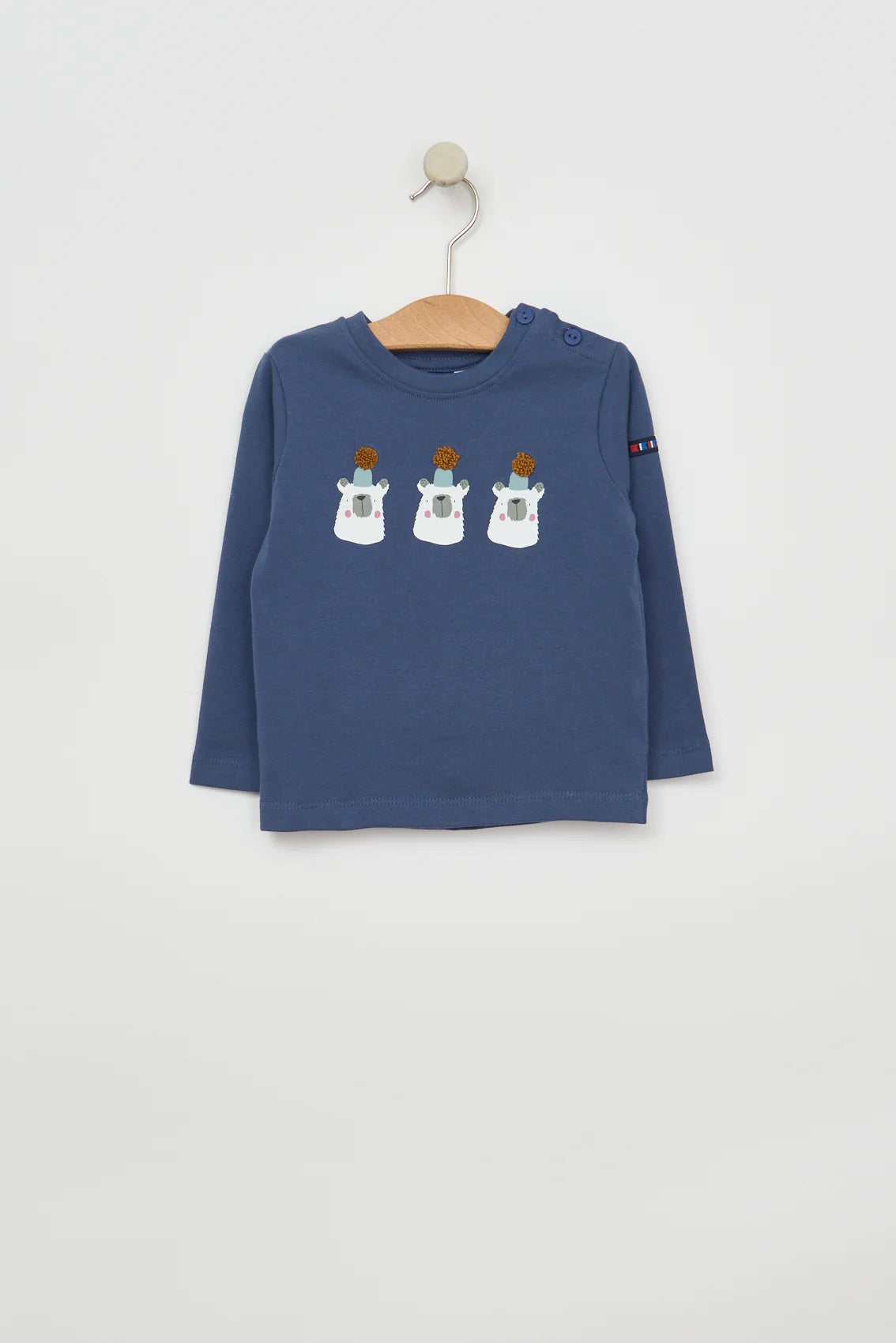 Camiseta bebé manga larga osos pompón