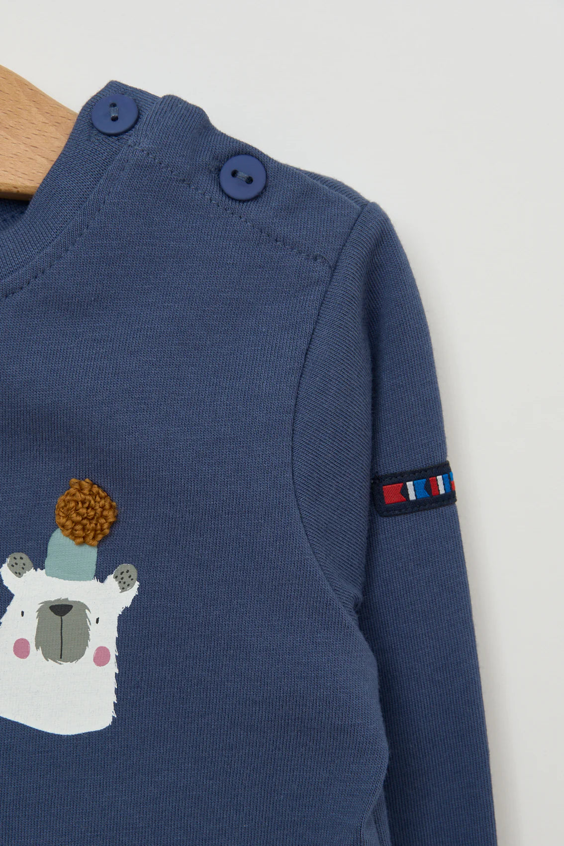 Camiseta bebé manga larga osos pompón