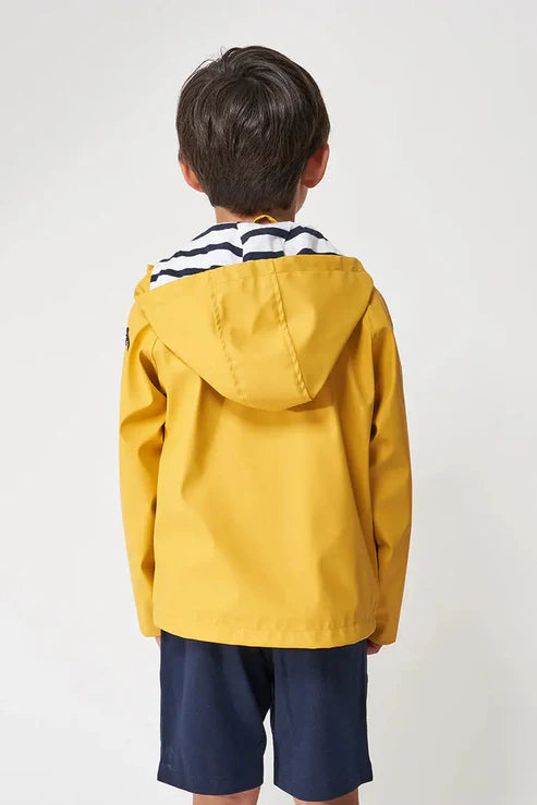 Impermeable marinero impermeable con forro a rayas amarillo