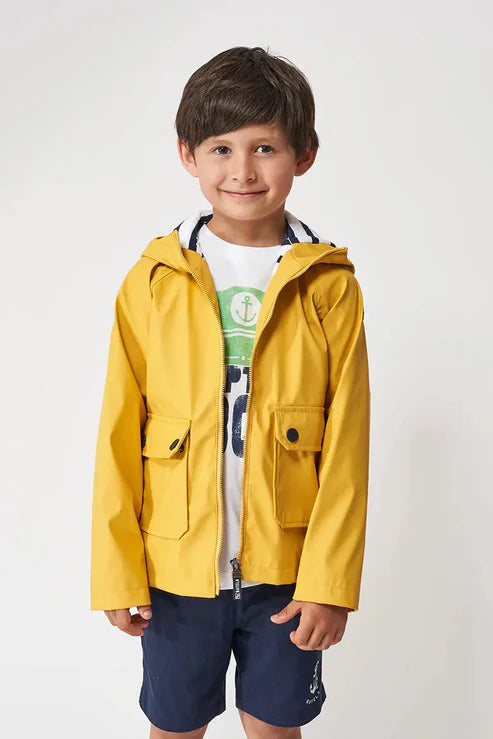 Impermeable marinero impermeable con forro a rayas amarillo