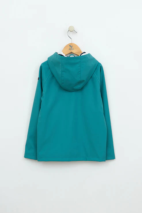 Impermeable marinero impermeable con forro a rayas aguamarina oscuro