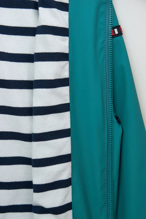 Impermeable marinero impermeable con forro a rayas aguamarina oscuro