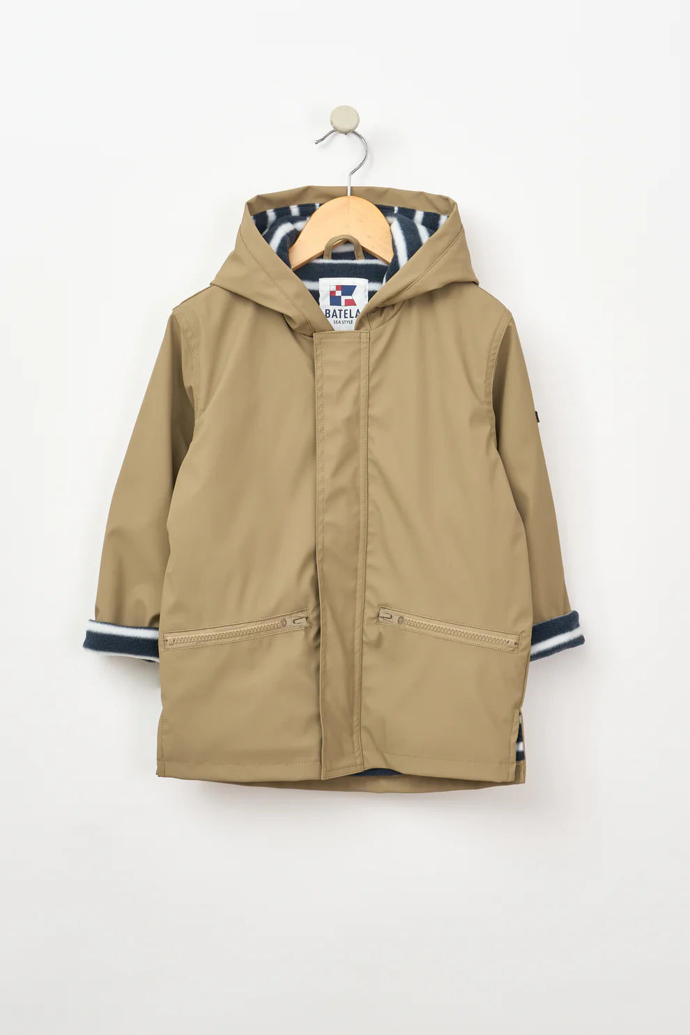 Impermeable infantil con forro polar café