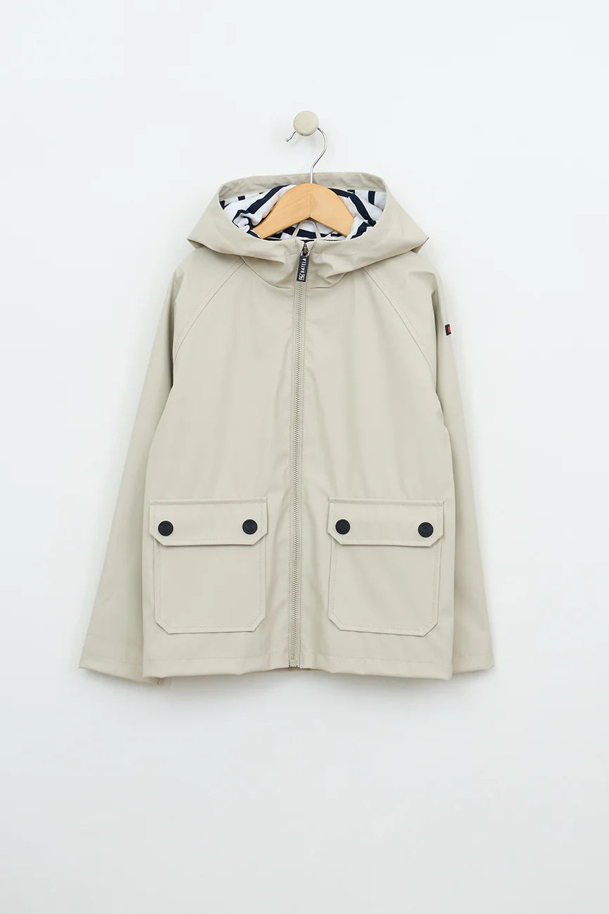 Impermeable marinero impermeable con forro a rayas gris