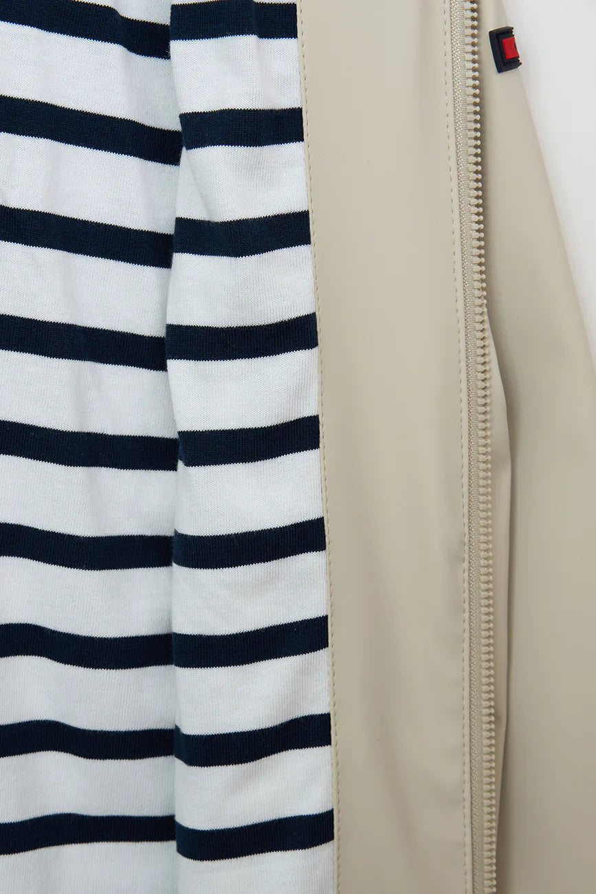 Impermeable marinero impermeable con forro a rayas gris