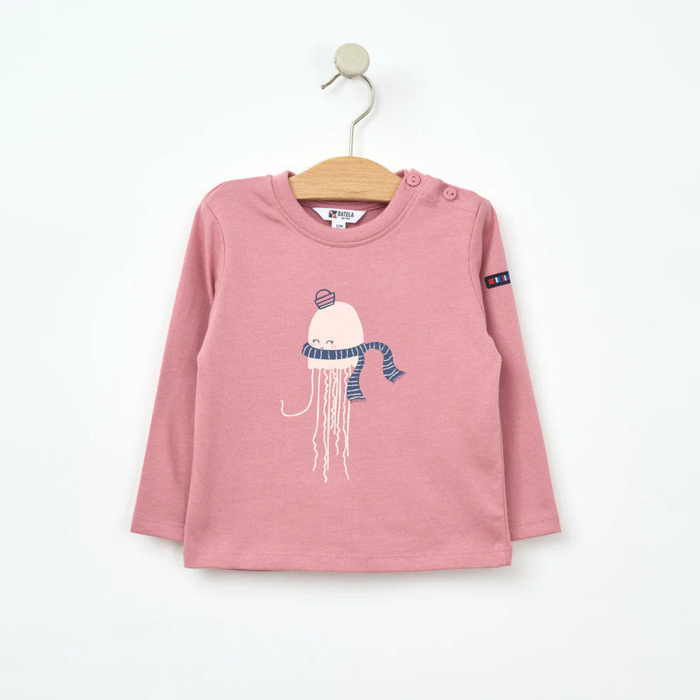 Camiseta bebé manga larga medusa rosa
