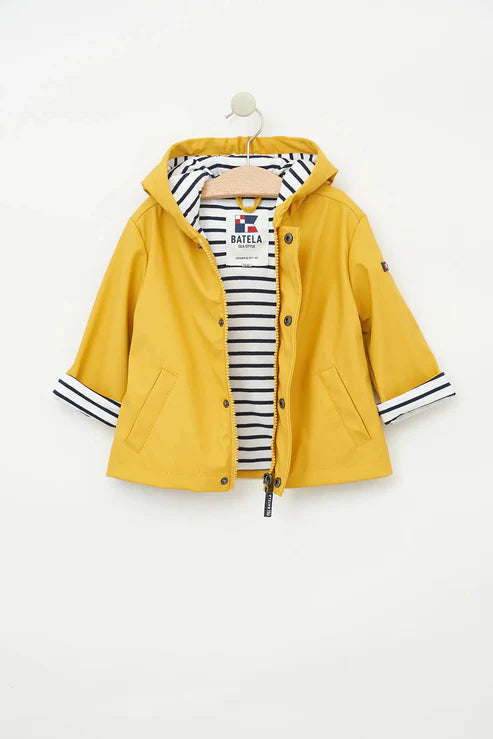 Impermeable de bebé con forro interior en algodón amarillo